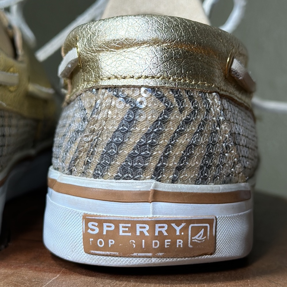 SPERRY Women’s Bahama Gold/Brn Zebra Sequins - Picture 6 of 16